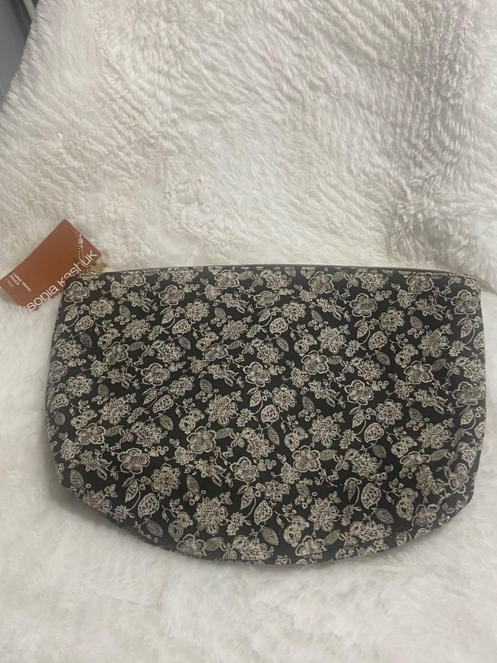 Sonia Kashuk Black + Cream Floral Cosmetic Pouch